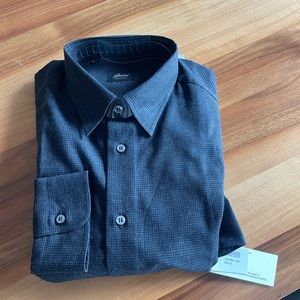 Brioni Houndstooth Cotton and Cashmere Blend Shirt (Charcoal)